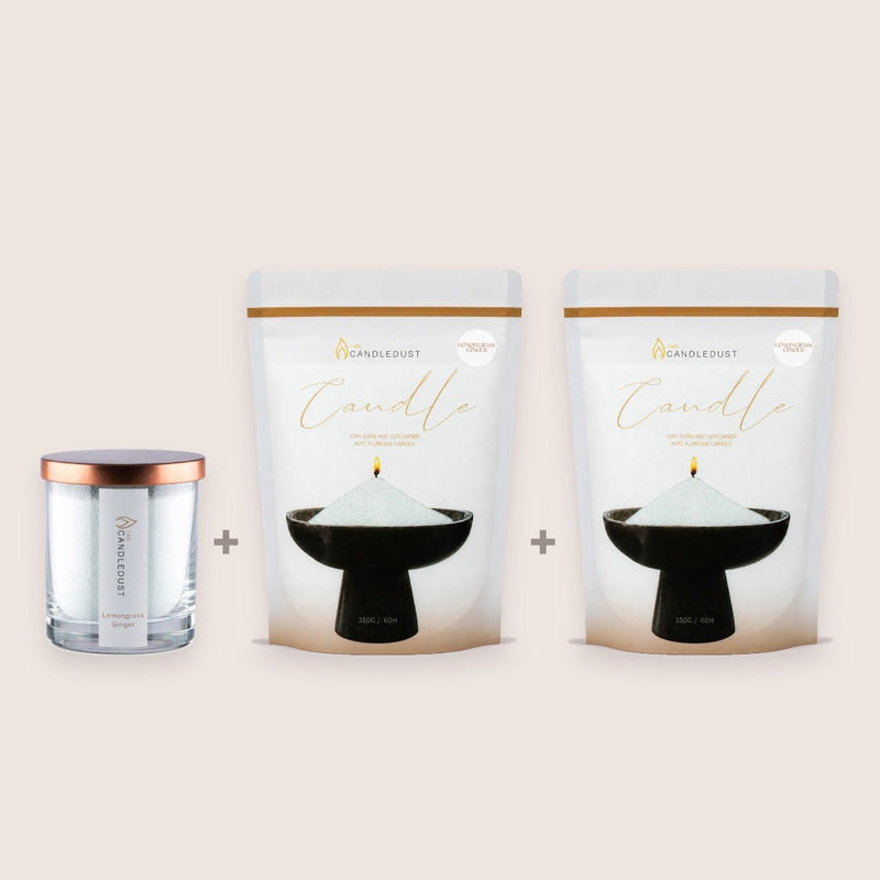 Lemongrass Ginger Starter Set, 160g Candle + 2 × 350g Refills