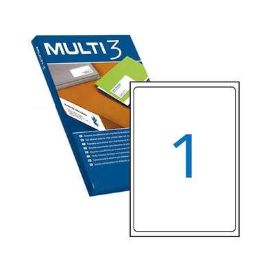 MULTI3 Pack 100 Labels Blancas Cantos Romos Size 199.6X289.1MM With Adhesive Permanente Multiples Usos — image 1