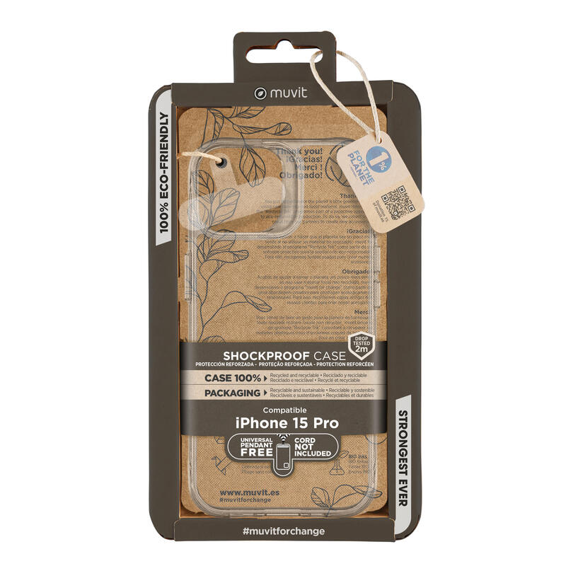 Muvit For Change Case Shockproof 2M Compatible With Apple Iphone 15 Pro Transparent