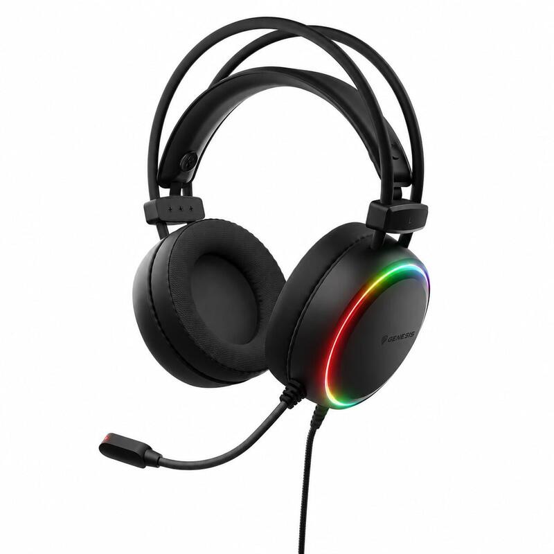 Natec Genesis Headset Neon 614 With Microphone RGB Illumination USB Black