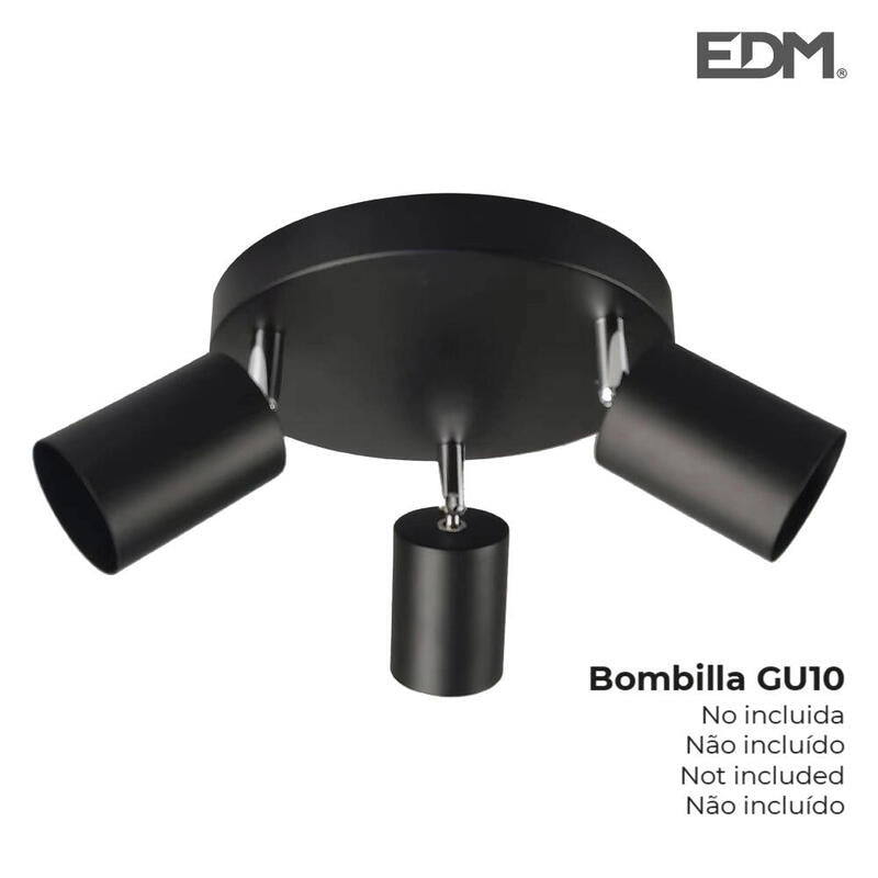 EDM Plafón Black 3 Elementos GU10