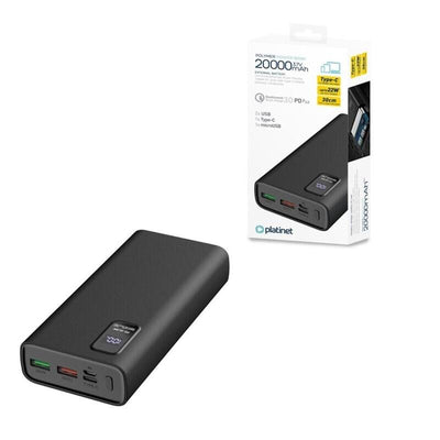 Platinet Power Bank 20.000MAH Polymero Charging Fast 3.0 Black — image 1