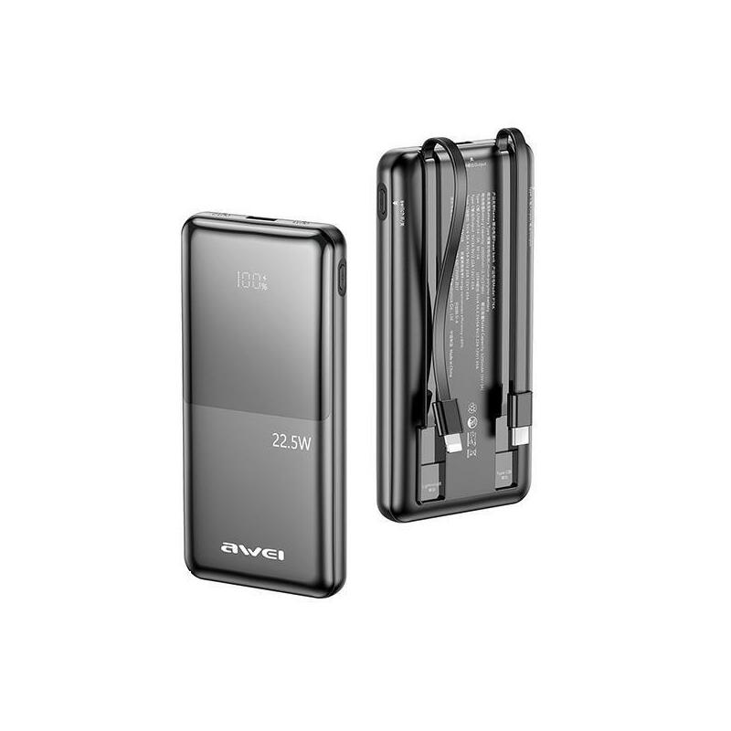 Powerbank 10000MAH P76K 22,5W 4 Wyjscia Ladowania Dwa Kable