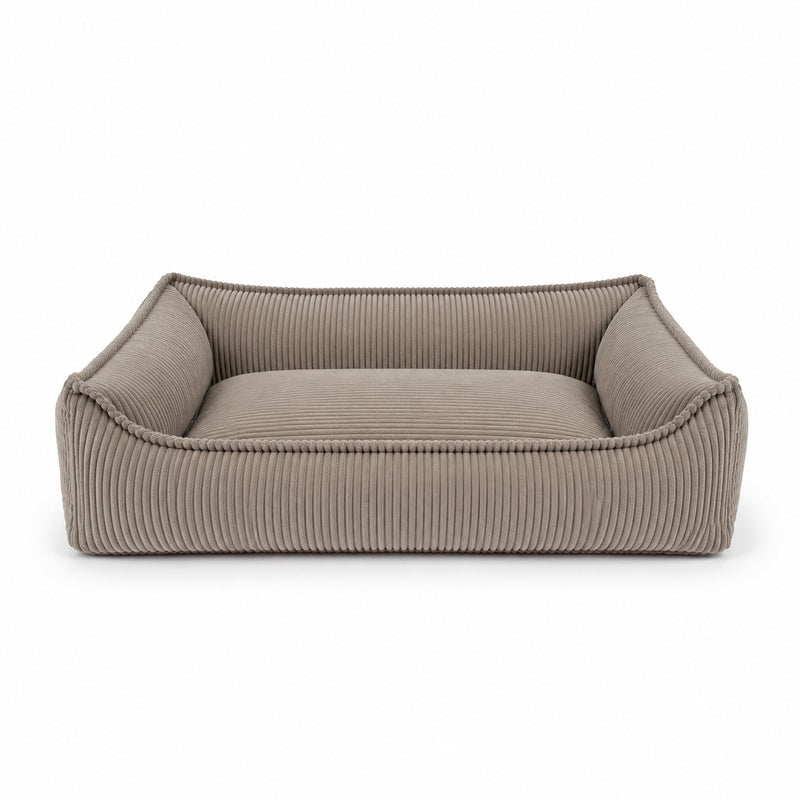 Nino Corduroy Dog Basket Bed with Removable Cover – Hazelnut Taupe, M