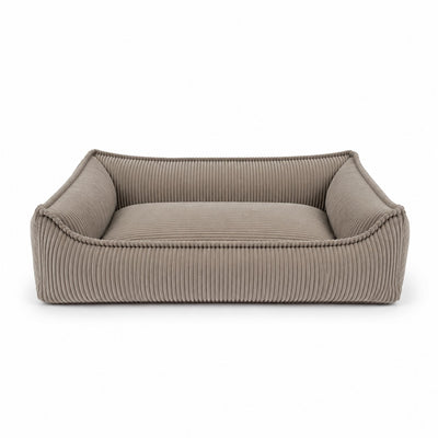 Nino Corduroy Dog Basket Bed with Removable Cover – Hazelnut Taupe, S