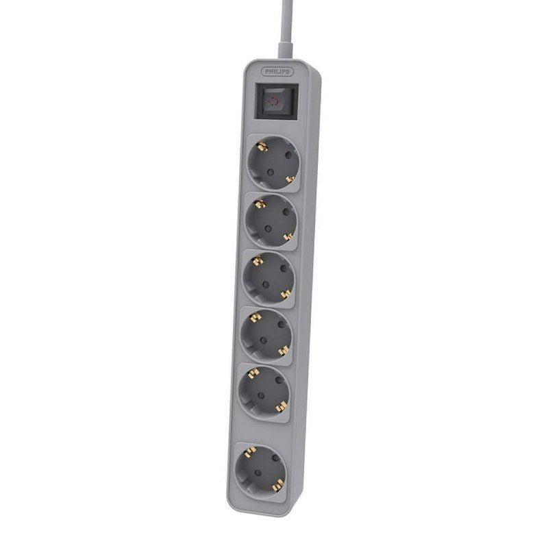 Philips Power Strip With Switch CHP2164G 10 6 Sockets Power Cable 1.5M Grey