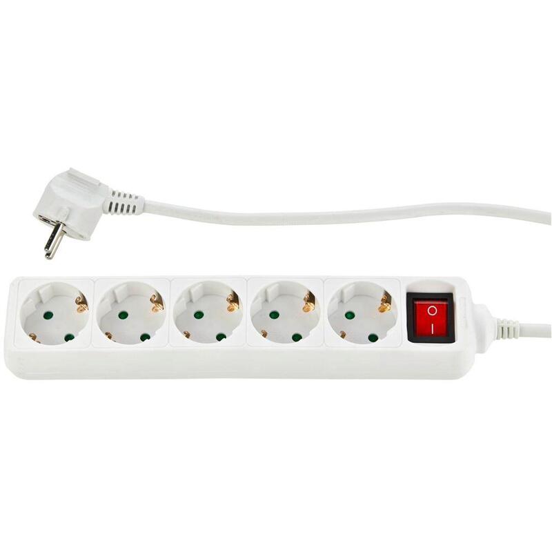 Rev Socket Line 5-FOLD 3,0M With Switch White
