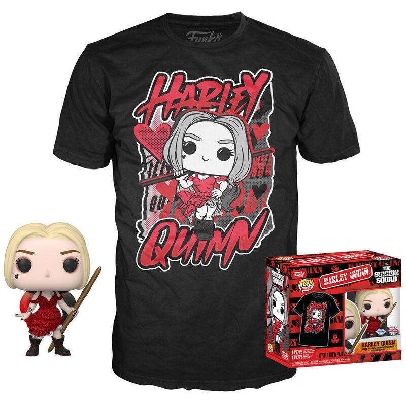 Set Figure Pop & Tee DC Comics Escuadron Suicida Harley Quinn Size XL