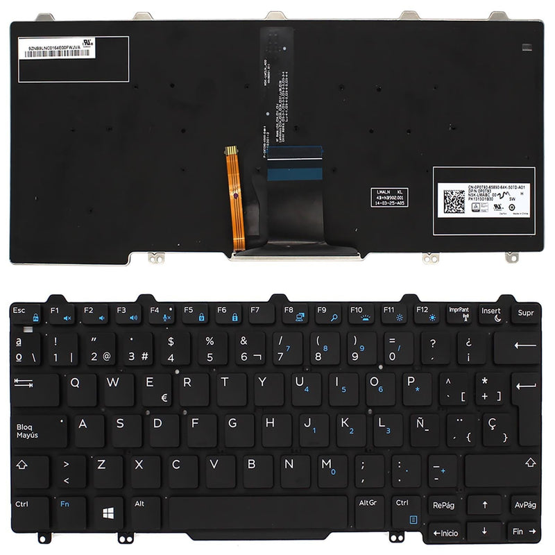 Keyboard Retroiluminado Laptop Dell Latitude E7250 Spanish